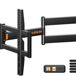 Perlegear Corner TV Wall Mount Long Arm TV Mount Bracket for 32-75 Inch TVs-Full Motion TV Wall Mount with 32.37” Extension & Swivel Articulating Arm & Tilt, MAX VESA 600x400mm, Holds up to 100 lbs